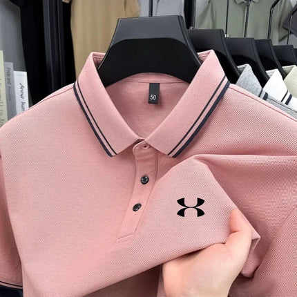 100% Cotton Men's Short Sleeved Embroidered Polo Shirt Sports Brand Striped Top Summer Comfortable and Breathable Casual T-shirt