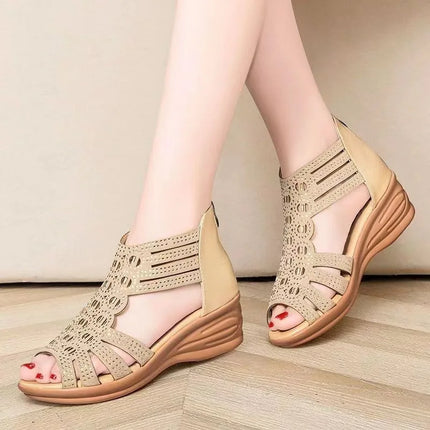 Sandal Woman Wedge Orthopedic Sandals for Women Black Shoe Elegant Brands Platform Roman Medium Heel Summer New 2026 Heels Shoes