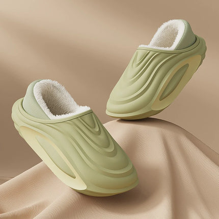 Winter Thickened Non-slip Waterproof Warm Lined Cotton Slippers EVA Material Indoor Bathroom Parent-child Couple Home Slippers