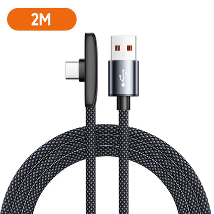 100W USB to USB-C Fast Charging 90° Elbow Data Cable PD USB-C Super Charging Game Cable for Samsung S23 S22 Huawei - product