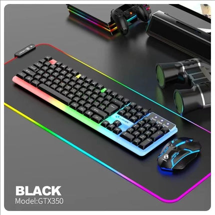 GTX350 Gaming Keyboard Mouse Combos Computer Laptop Backlight Gamer Kit LED Wired Usb Keyboard GTX350 Set-Black - product ima