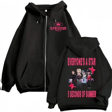 2026 5 Seconds of Summer Everyone's A Star World Tour Zip Up Hoodies Men Women Harajuku Hip Hop Gothic Jacket Sweatshirt Hoodie