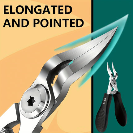 KHTO Professional Heavy-Duty Steel Toenail Clipper with Serrated Blade Thick & Ingrown Nails, Durable Trimmer for - product i