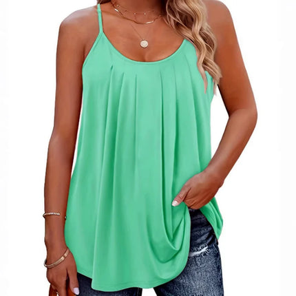 Women Summer Vest Tank Sleeveless Strap Tops Folded Fine Shoulder Straps Camis Loose and Casual Tank Top