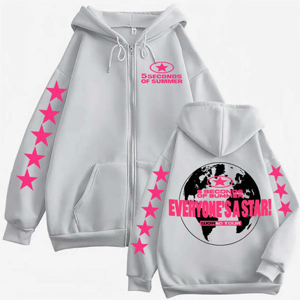 2026 5 Seconds of Summer Everyone's A Star World Tour Zip Up Hoodies Men Women Harajuku Hip Hop Gothic Jacket Sweatshirt Hoodie