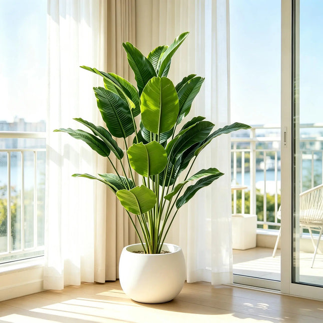 67-112cm Large Artificial Plants Bird of Paradise Tree Tropical Fake Banana Leaves Plastic Palm Plants