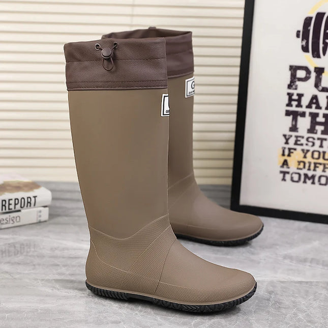 Rain Boots for Men, Fashionable High-Top Rain Boots for Outer Wear, Long-Tube Waterproof and Non-Slip Couple Style Outdoor Fishing Boots