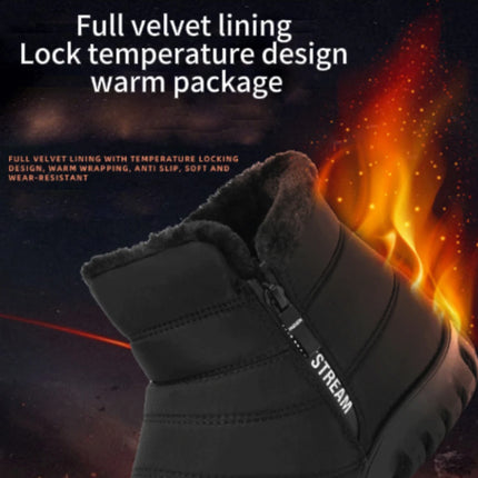 Women Men Winter Snow Boots Waterproof Warm Fuzzy Lined High Top Side Zipper Outdoor Ankle Booties for Cold Days