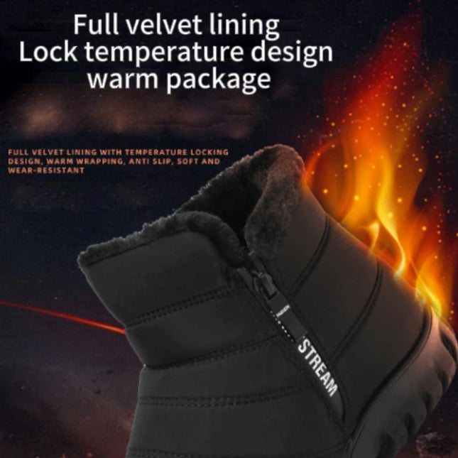 Women Men Winter Snow Boots Waterproof Warm Fuzzy Lined High Top Side Zipper Outdoor Ankle Booties for Cold Days