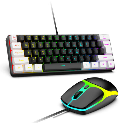 61 Keys RGB Gaming Wired Keyboard Mouse Set Colorful Mini Compact Black White Computer Keypad Mice Set for Office - product i