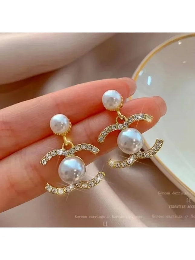 1 Pair Elegant Pearl Decor Dangle Earring, Vintage Faux Pearl Earring With Charms, Basic Design Earrings Gift For Women Daily We