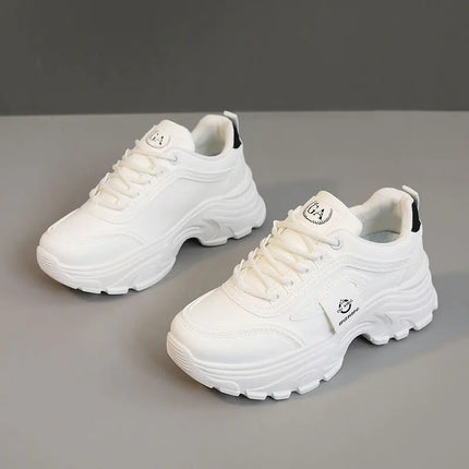 Women Sneakers Leather Height-Increasing Shoes Fashion Lace-up Casual Shoe Outdoor Vulcanized Shoe Designer Platform Women Shoes