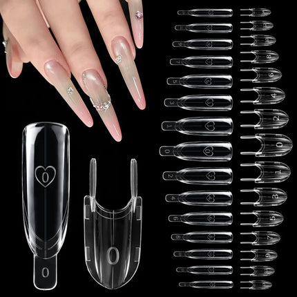 2026 New Sandwich Dual Nail Forms 120pcs Rocket Shape Full Cover Top & Bottom Mold For Nail Art Extension Manicure Kit D