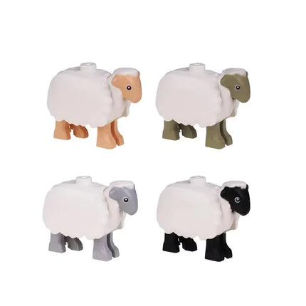 MOC Animal Scene Building Blocks Cats Dogs Sheep Pigs Chickens Eagle Parrots Dolphin Zoo Fram Accessories DIY Toys Bricks T14