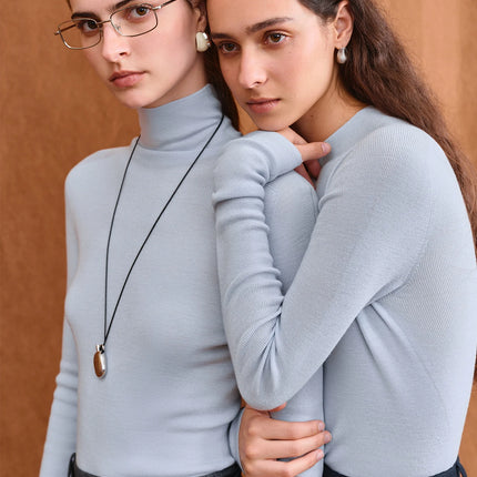Premium Series German Biella Wool Autumn Super Fine Washable Seamless One-Piece Mock Neck Thermal Base Layer