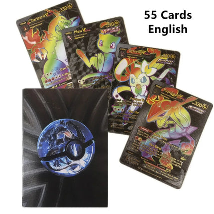 New 55pcs/box Pokemon Card Vmax GX EX Rainbow Gold Black Silver Mewtwo Rare Collection Battle Trainer Card Children Toys Gifts