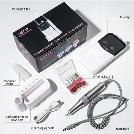 45000RPM Electric Nail File Professional Nail Polishing Machine Rechargeable Low Noise Nail Sander File For Manicure Salon
