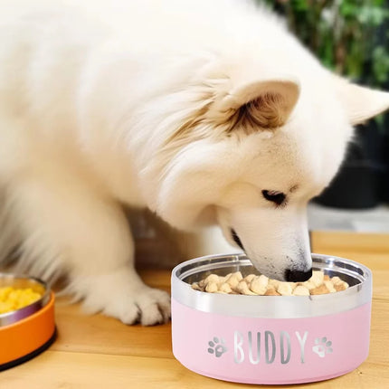 Custom Stainless Steel Double Vacuum Pet Bowl, Large Capacity Food Water Feeder For Dogs Cats, Puppy Daily Accessories