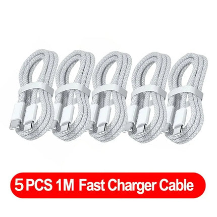 5PCS USB C Cable to USB C 100W Fast Charging Charger Cable Supports Fast Charging For iPhone 16 15 17 Samsung Xiaomi Huawei etc