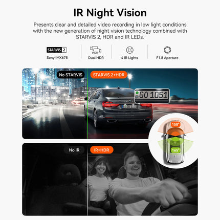 Vantrue N2X 2.7K HDR Dashcam Front and Inside 5G WiFi Dual Dash Camera with IR Night Vision STARVIS 2 Voice Control 60FPS GPS