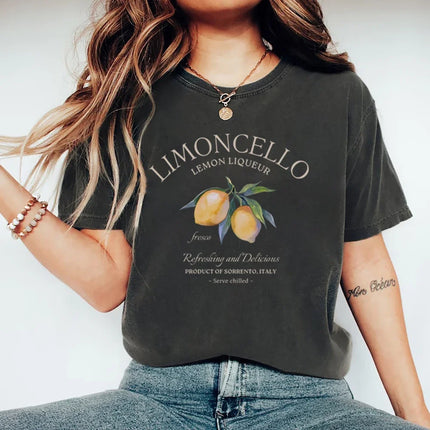 Limoncello T-Shirt Italy Lemons T-shirt Women Short Sleeve O-neck T-shirts Graphic T Shirts Amalfi Coast Italian Summer Tops