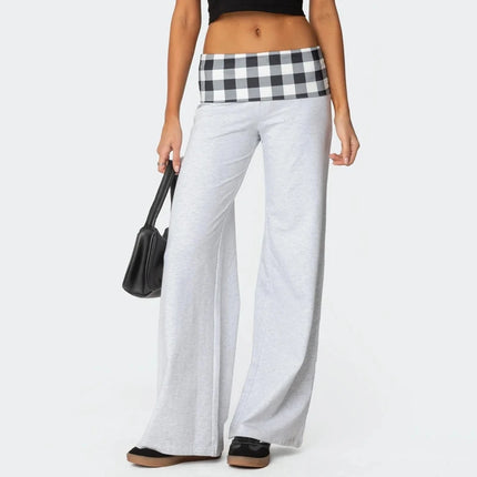 Casual Wide Leg Sweatpants for Women Fold Over Low Rise Flare Yoga Lounge Pants Back to School Clothes for Teen Girls Outfits