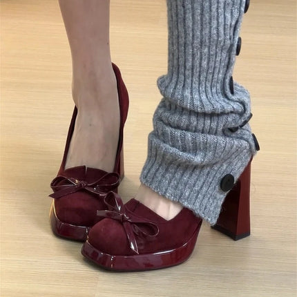 Street Style Platform Women Mary Jane Shoes Shallow Slip On Ladies Elegant Thick Heel Dress Pumps 2026 Spring Ladies Shoes