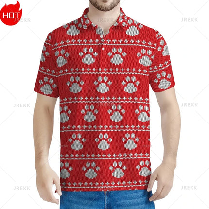 3D Printed Happy Christmas Polo Shirt Fashion Christmas Trees Cute Santa Xmas Graphic Polo T Shirt For Men Best Unisex Clothing
