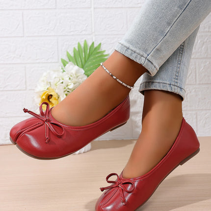 Soft Split Toe Tabi Ballet Flats Women Bowknot Leather Round Toe Ballerina Shoes Low Heel Slip On Loafers Casual Moccasins 2026