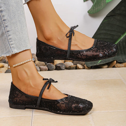 Spring/ Summer Elegant Square Toe Sexy Mesh Ballet Flat Shoes Fashionable Best Selling New Comfortable Large Size Women's Shoes