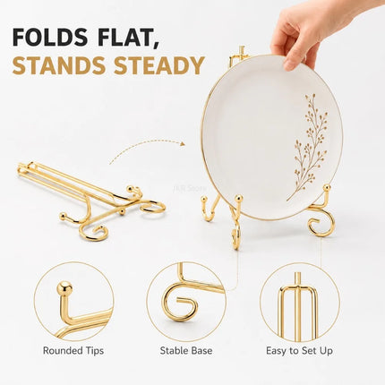 Iron Foldable Metal Plate Display Easel Stand Book Picture Frame Holder Kitchen Counter Home Decoration Storage Rack