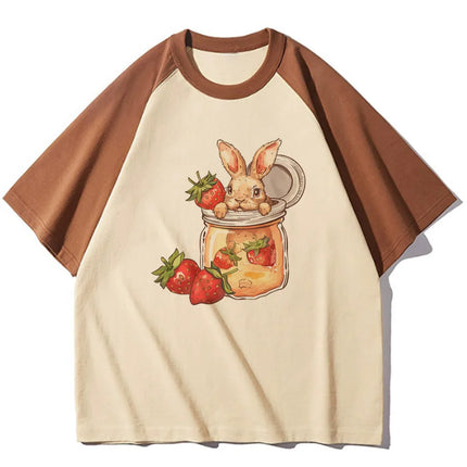 Strawberry t-shirts women elegant Tee girl Japanese graphic streetwear clothing