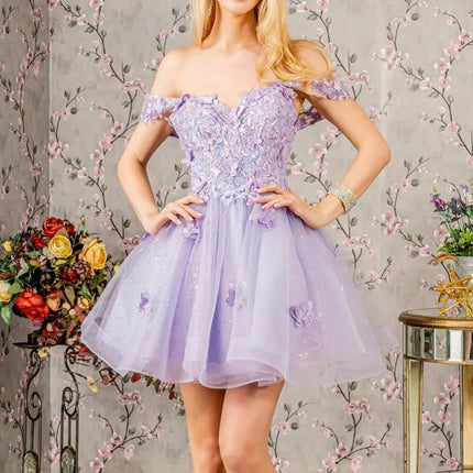 3D Butterfly Short Sweetheart Homecoming Dresses Sparkly Sequin Tulle Prom Dress Off Shoulder Appliques Party Gowns Women Teens