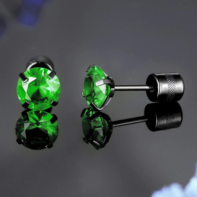 1 Pair Simple Fashion Green Cubic Zirconia Titanium Stainless Steel Cartilage Spiral Stud Earrings for - product image 2