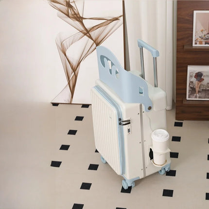 BunnyFly Children 20 Inch Carry-On Can Sit Lazy Luggage Travel Suitcase Girl Rolling Stroller Boarding Box Trolley Luggage