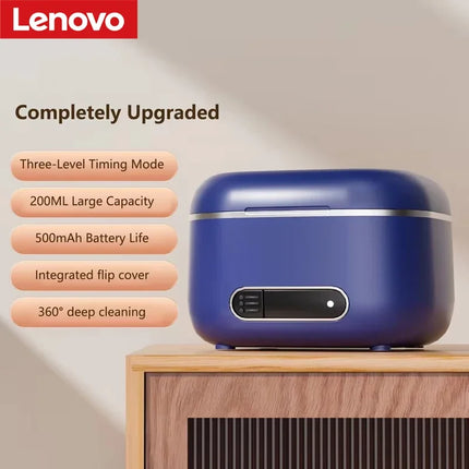 Lenovo Ultrasonic Cleaning Machine 3Speed Timed Deep Cleaning USB Charging Jewelry Cleaner Dentures Retainer Mouth Guard Aligner