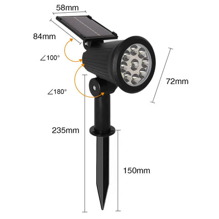 9/4 LED Solar LED Light Spotlights Outdoor IP65 Waterproof Lights Brightness Adjustable for Garden Backyard Driveway Patio Decor