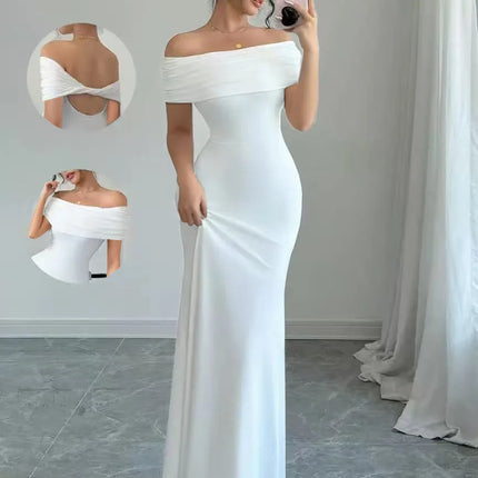 Off Shoulder Party Dress, Women‘s Sleeveless Sexy Bodycon Midi Dress, Elegant Bandage Cocktail Dress for Night Out