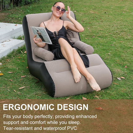 1PC Inflatable Recliner, Foldable Bedroom Living Room Lounge Chair, Indoor Sofa Recliner With Armrests, Outdoor Recliner