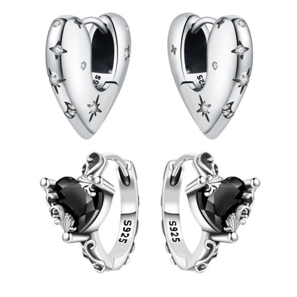 925 Sterling Silver Star Moon Heart Shape Earrings Jewelry Versatile Hoop Earrings For Women Jewelry Fine Birthday Party Gifts