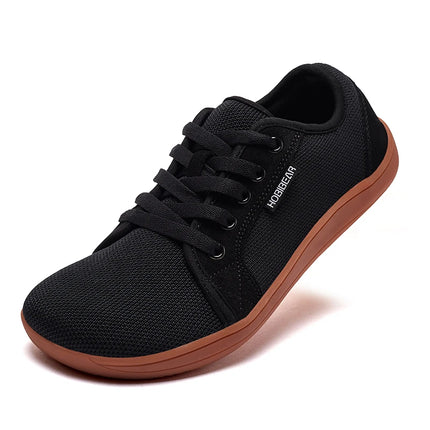 HOBIBEAR Wide Toe Barefoot Shoes Womens Mens Outdoor Lace Up Running Sneaker Zero Drop Comfortable Casual Shoes