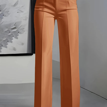 Women High Waisted Wide Leg Office Trousers, Solid Black Pleated Elegant Crease Dress Pants, Professional Full Length Trousers