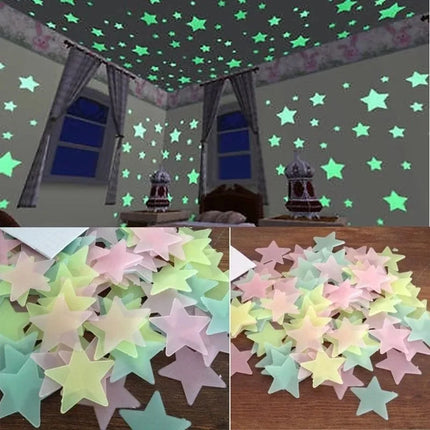 100pcs Fluorescent Glow In The Dark Stars Wall Stickers For Kids Rooms Decoration Livingroom Baby Bedroom Ceiling - product i