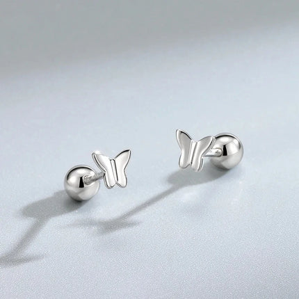 Silver Color Simple Small Rose Star Stud Earrings Tragus Cartilage for Women Hypoallergenic Daily Wear Ear Piercing Jewelry Gift