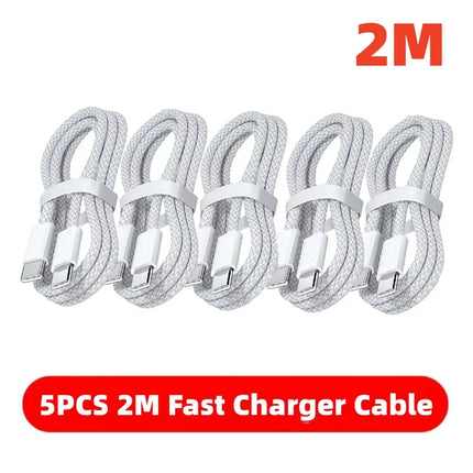 5PCS USB C Cable to USB C 100W Fast Charging Charger Cable Supports Fast Charging For iPhone 16 15 17 Samsung Xiaomi Huawei etc