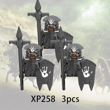 3pcs Lord Rings Elves Orcs Army Dwarf Rohan Mini Action Toy Figures Building Blocks Assembly Toys for Kids Birthday Gift