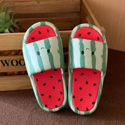 Watermelon Slippers Women 2026 Spring Summer Cute Cartoon Slippers Soft EVA Thick Sole Non Slip Indoor Outdoor Shower Slides
