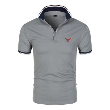 2025 Men New Sport Bull Pattern Six-color Polo Shirts Stand Collar Breathable Sport T-shirt Summer Fashion Short Sleeve