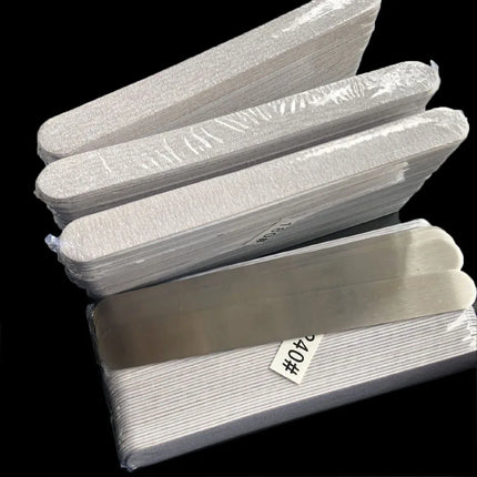 4 Pcs Metal Base with  200 Pcs Zebra Sandpaper Replacement Pads 100 120 180 240 Grit Nail Professional File Disposable Sandpaper