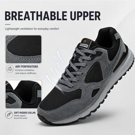 Baasploa Men Casual Walking Shoes Leather Upper Fashion Sneakers Comfort Daily Wear Lifestyle Footwear Classic Sport Shoes